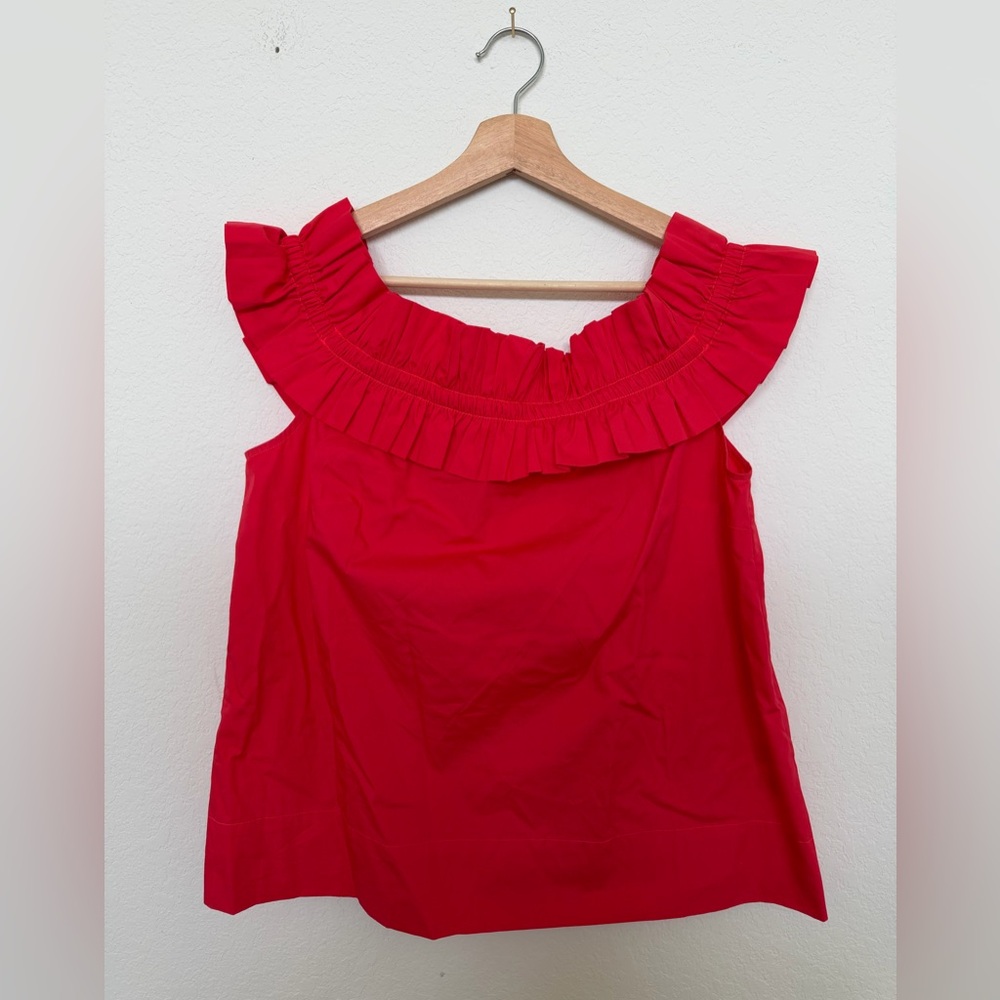 Lilly Pulitzer Off Shoulder Ruffle Blouse NWT Coral Red Size Large - Picture 5 of 9